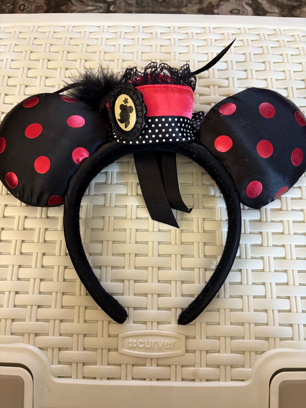 Disney Black and Pink Polka Dot Minnie Top Hat Headband